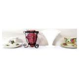 Mixed estate lot, inc milk glass fan vase