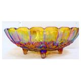 Amber carnival footed fruit bowl