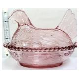 Pink 7in hen on nest-not vintage