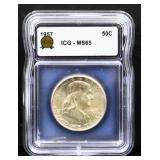 Graded MS65 1957 Franklin half dollar