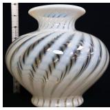 Fenton opalescent white spiral optic 8in vase