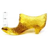 Amber glass daisy & button shoe
