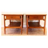 Pair MCM Heckman 1 drawer end tables