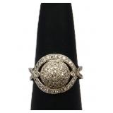 Sterling white sapphire round pave ring, lab grown