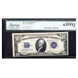 Graded 63PPQ 1934C $10 silver certificate
