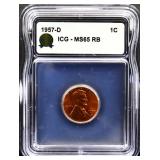 Graded MS65 1957D Lincoln penny
