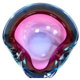 Art glass sommerso pink/blue unusual ashtray