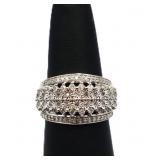 Sterling white sapphire dinner ring, lab made