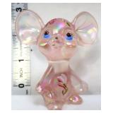 Fenton champange pink iridescent mouse w/ flowers