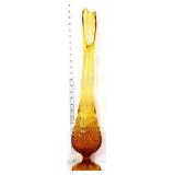 Fenton amber hobnail base 25in swung vase