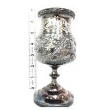 Vintage 7in silver plate water goblet