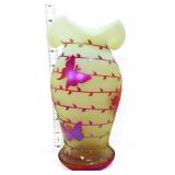 Gibson OOAK vaseline tsand carved butterfly vase