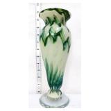 Fenton Frank Workman 11in green vase