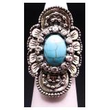 Oval cut turquoise ring, lab created