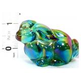 Fenton miniature green carnival sitting rabbit