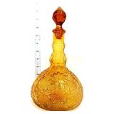 Vntg 10in amber tiara decanter with stopper