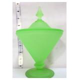 Vntg tiffin green uranium conical candy dish