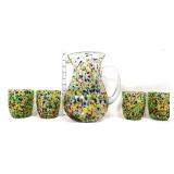 5 piece Dos Suenos confetti pitcher & tumbler set