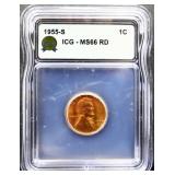 Graded MS66 1955S Lincoln wheat penny