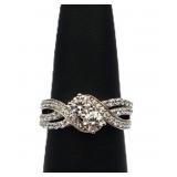 Sterling white sapphire double stone ring, lab