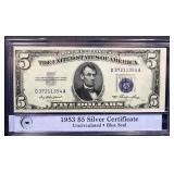 1953 UC blue seal $5 silver certificate