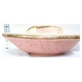 MCM pink & gold leaf shape covered bowl