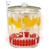 Vntg glass nursery animal canister jar w/ lid
