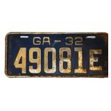 1932 Georgia license plate