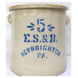 Vntg 5gal ES&B Newbrighton PA pickle crock