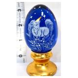 Fenton cobalt hand painted unicorn egg