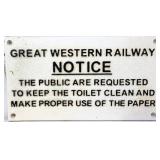 Cast iron white Great Western Railway plaque