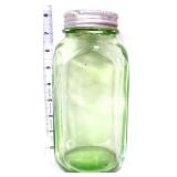 Vntg green depression canister jar w/ lid