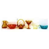 6 pieces of colorful glassware items