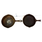 Lot of 2 cast iron skillets