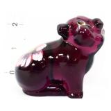 Fenton amethyst 2.5in pig with flowers