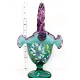Fenton spruce green/violet dragonfly flower basket