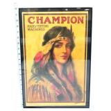Vtg framed 12.25x18.25 Champion Harvesting paper