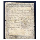 1777 Pennsylvania 6 pence colonial note