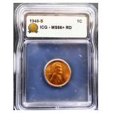 Graded MS66+ 1948S Lincoln wheat penny