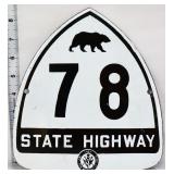 Porcelain 8.25x9 State Highway 78 sign