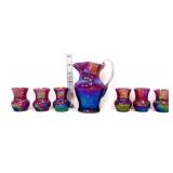Gibson plum crackle 7 piece drink set