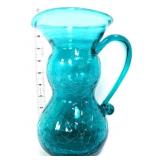 Blue crackle 9in pitcher