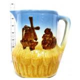 Vntg salt glaze windmill scene pitcher see pics