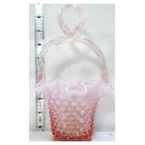 Fenton peaches & cream hobnail basket