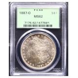 Graded MS62 1887O Morgan silver dollar