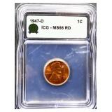 Graded MS66 1947D Lincoln wheat penny