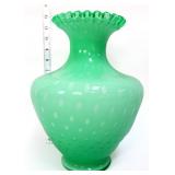 Fenton apple green overlay bubble optic 11in vase