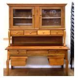 Vntg 2 piece kitchen cupboard w/ glass doors