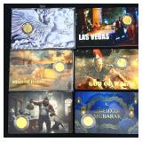Lot of 6 1/1000th gold pieces on cards