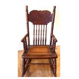 Vintage cane bottom child size rocker
